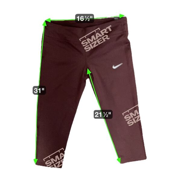 Nike‎ Dri Fit Tight Fit Cropped Leggings Stretch Activewear Maroon Women XL NWT - Picture 8 of 8
